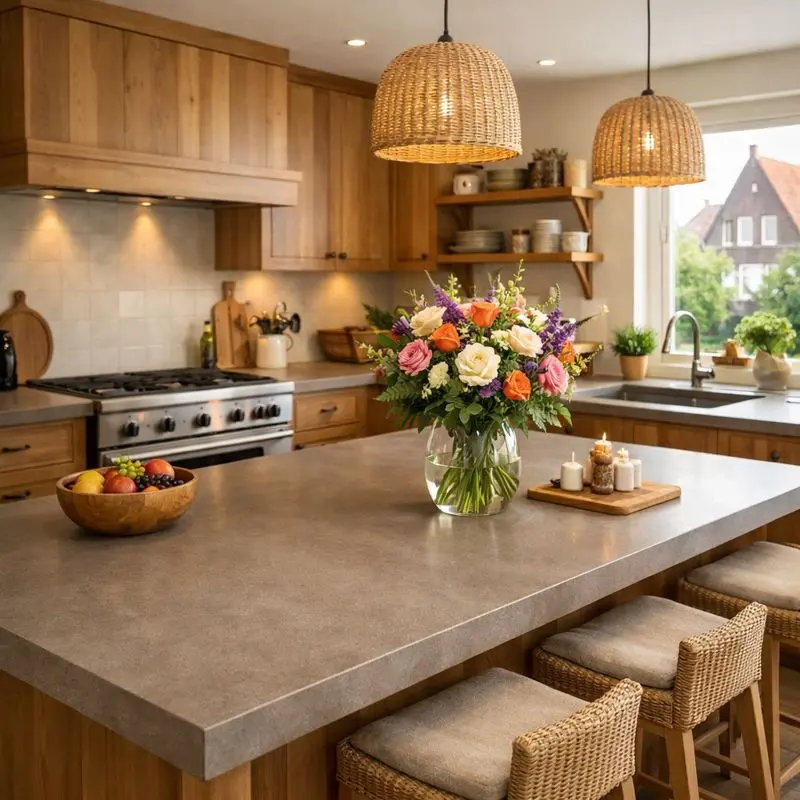 Kwartsiet werkblad in warme neutrale tinten in Utrecht